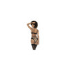 Ensemble 3 pièces noir et chair Kyra, avec dentelle brodée, soutien gorge à armatures, porte jarretelle et culotte 